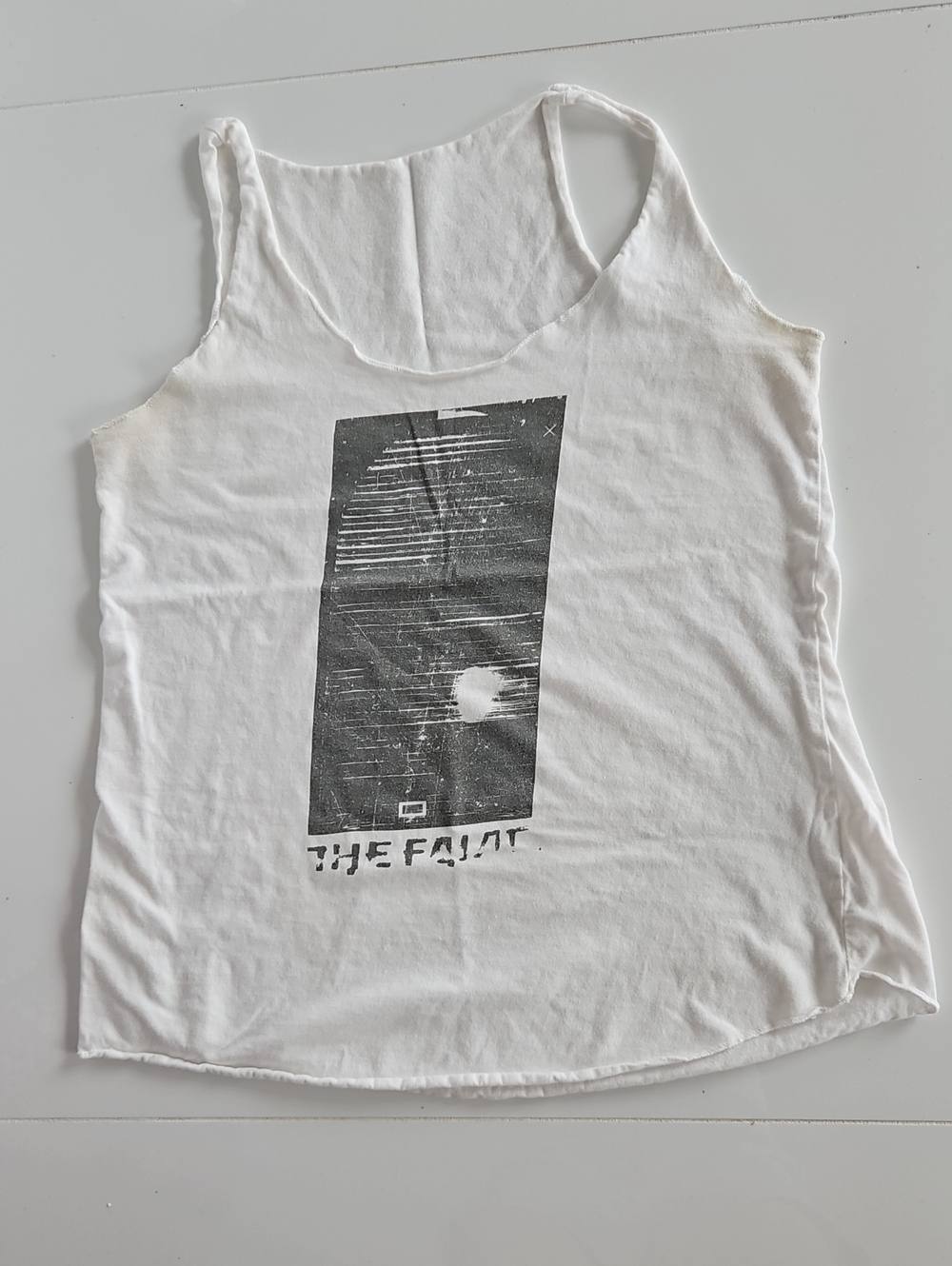 White Graphic Indie Rock Band "The Faint" Tank Top